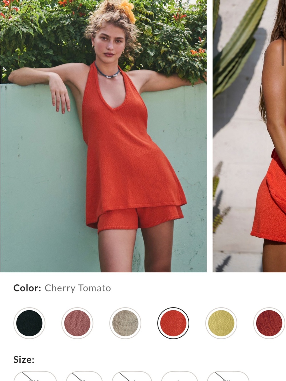 Cherry Tomato Red Knit Halter Tank & Shorts Set